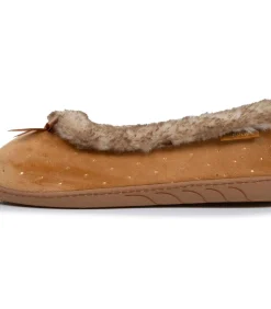 ISOTONER Ballerina damesslippers Glossy camel