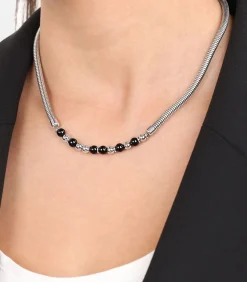 s.Oliver Beadkette voor dames, roestvrij staal, agaat silver Sale