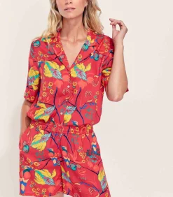 La Fiancée Bedrukt Homewear overhemd KINNAUR darkRed Best