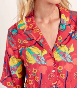 La Fiancée Bedrukt Homewear overhemd KINNAUR darkRed Best