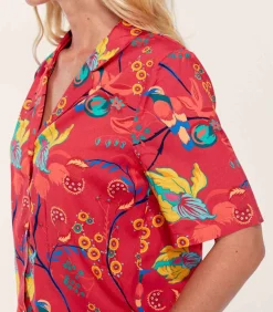 La Fiancée Bedrukt Homewear overhemd KINNAUR darkRed Best