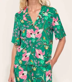 La Fiancée Bedrukt Homewear overhemd KINNAUR neonGreen Best