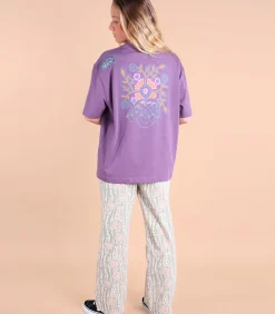 Oxbow Bedrukt T-shirt op borst en rug SAFI purple Discount