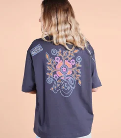 Oxbow Bedrukt T-shirt op borst en rug SAFI darkBlue Discount