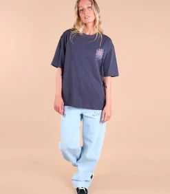 Oxbow Bedrukt T-shirt op borst en rug SAFI darkBlue Discount