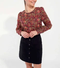 La Fiancée Bedrukte biologisch katoenen blouse HARDOI lightRed Outlet