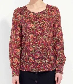 La Fiancée Bedrukte biologisch katoenen blouse HARDOI lightRed Outlet