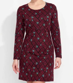 La Fiancée Bedrukte rechte jurk WABI darkRed Hot