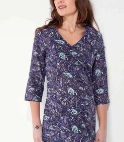 La Fiancée Bedrukte tuniek van biologisch katoen LAURIE darkPurple Clearance