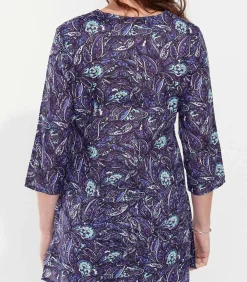 La Fiancée Bedrukte tuniek van biologisch katoen LAURIE darkPurple Clearance