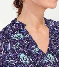 La Fiancée Bedrukte vliegende katoenen jurk MIYAMA darkPurple Clearance