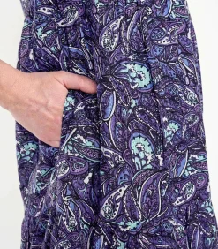 La Fiancée Bedrukte vliegende katoenen jurk MIYAMA darkPurple Clearance