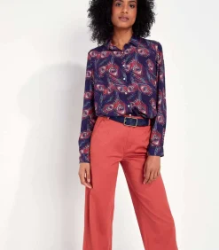 La Fiancée Bedrukte vloeibare blouse FEBY violet Outlet