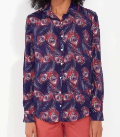 La Fiancée Bedrukte vloeibare blouse FEBY violet Outlet