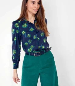 La Fiancée Bedrukte vloeibare blouse MOTHIARI darkBlue Hot