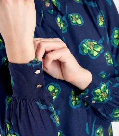 La Fiancée Bedrukte vloeibare blouse MOTHIARI darkBlue Hot