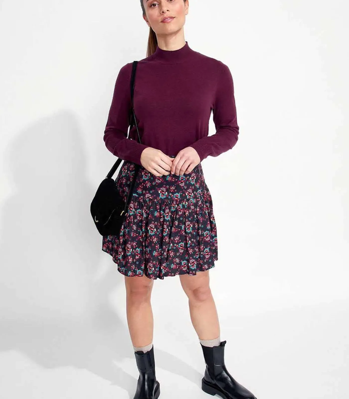 La Fiancée Bedrukte vloeibare korte rok PATNA darkGrey Clearance