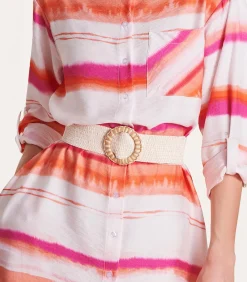 La Fée Maraboutée elastische riem met grote gesp beige Hot