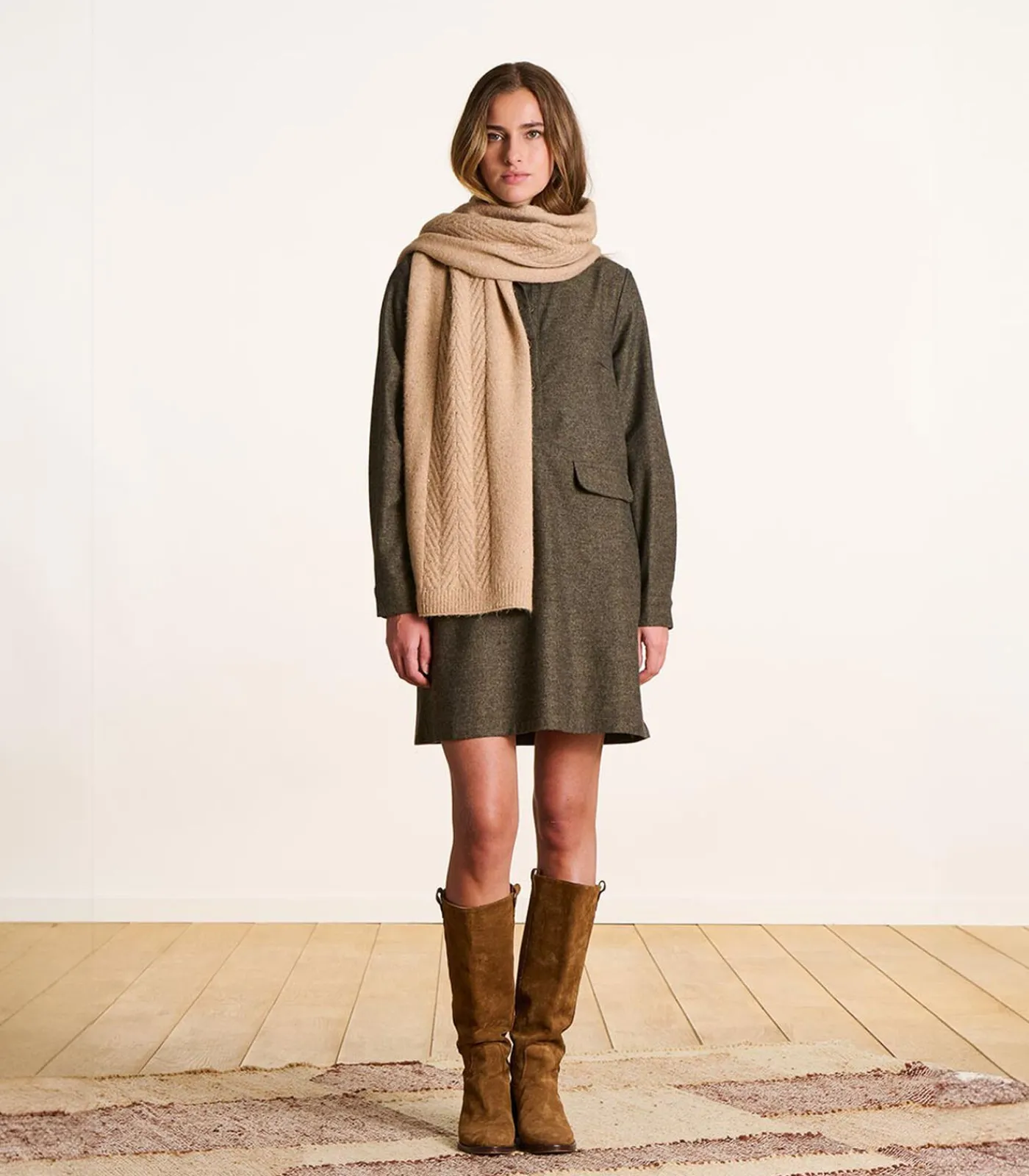 La Fée Maraboutée Beige gebreide sjaal met pailletten brown Sale
