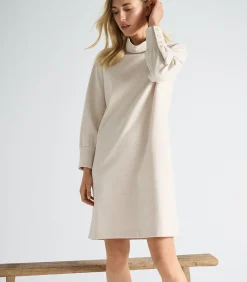 Marie Méro kleed met opstaande kraag beige Best