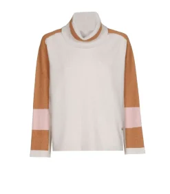 Marie Méro pull met rolkraag en color blocking beige Outlet