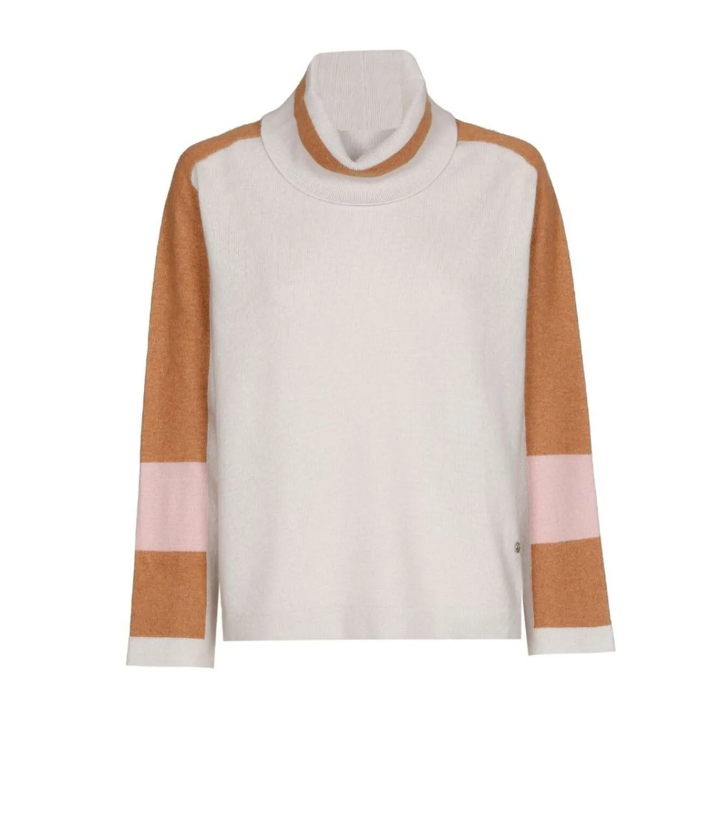 Marie Méro pull met rolkraag en color blocking beige Outlet