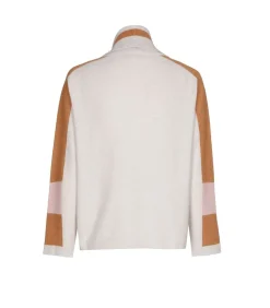 Marie Méro pull met rolkraag en color blocking beige Outlet