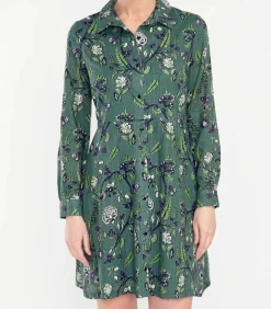 La Fiancée Biologisch katoenen overhemdjurk AGRA darkGreen Outlet