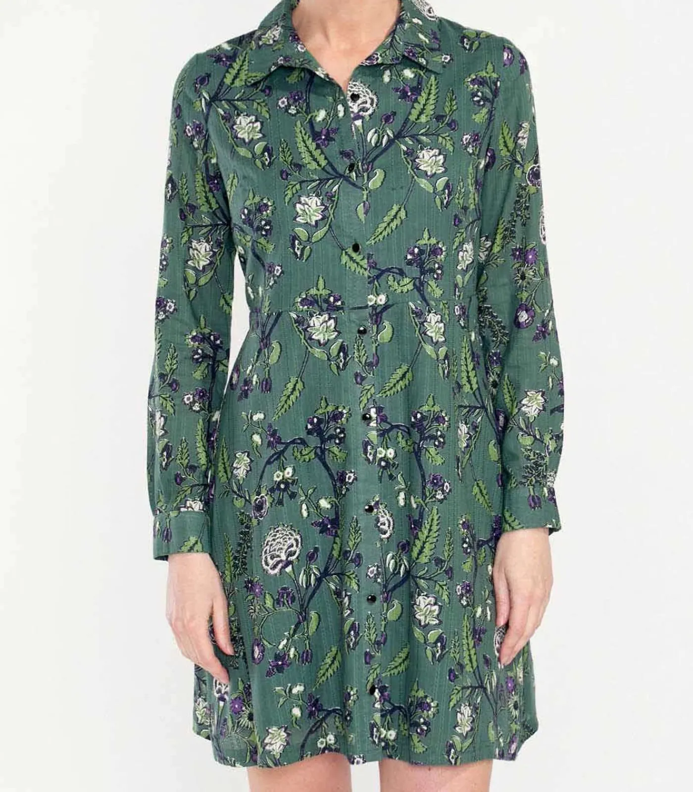La Fiancée Biologisch katoenen overhemdjurk AGRA darkGreen Outlet