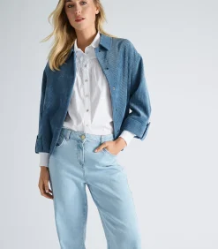 Marie Méro Blauw bloesjasje in velours blueJeans Online