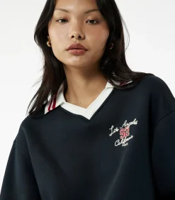Koton Blauw Oversized Sweatshirt Lange Mouwen Met Borduursel navyBlue New