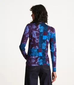 La Fée Maraboutée Blauwe en pruimkleurige T-shirt met lange mouwen en print violet Hot