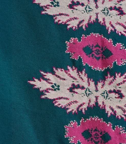 La Fée Maraboutée Blauwe jacquard geborduurde sjaal blue Outlet
