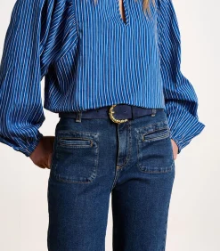 La Fée Maraboutée Blauwe leren riem met gedraaide gesp darkBlue Hot