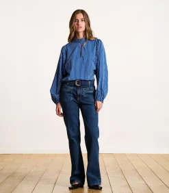 La Fée Maraboutée Blauwe leren riem met gedraaide gesp darkBlue Hot