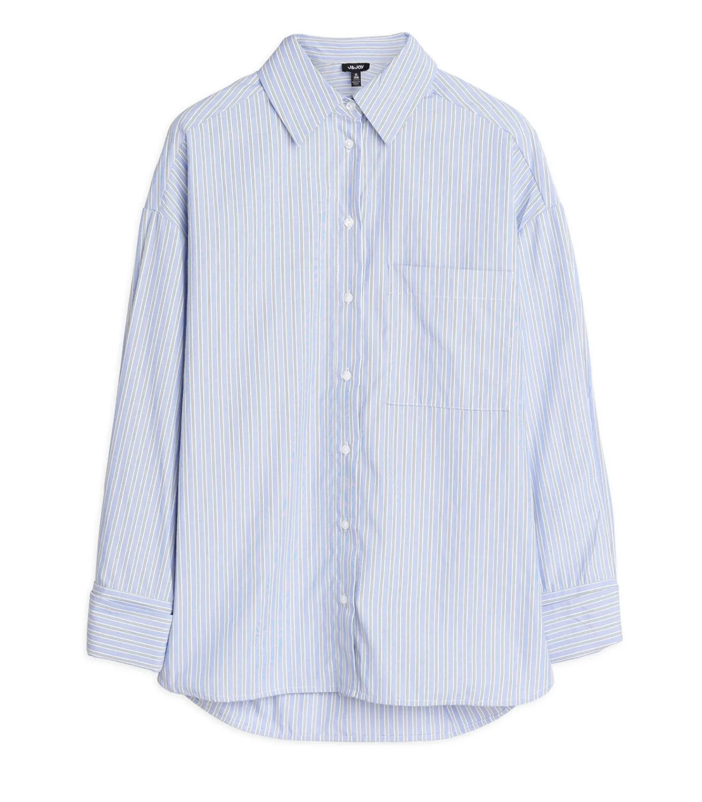 J&JOY Blauw-wit gevoerde damesblouse blue Best