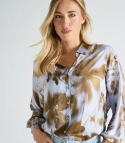Marie Méro Bloes in viscose met blauw en taupe print blueJeans Best