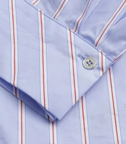 Marie Méro Bloes katoen licht blauw met fijne bordeaux streep blue Sale