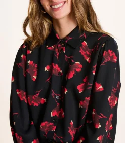 La Fée Maraboutée Bloes met bloemenprint zwart en rood black Online