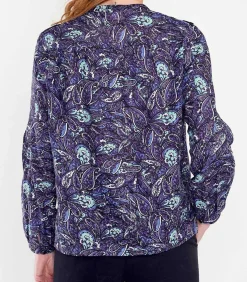 La Fiancée Blouse bedrukt biologisch katoen kant SHIMLA darkPurple Discount