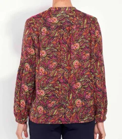 La Fiancée Blouse bedrukt biologisch katoen kant SHIMLA lightRed Outlet