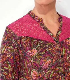 La Fiancée Blouse bedrukt biologisch katoen kant SHIMLA lightRed Outlet