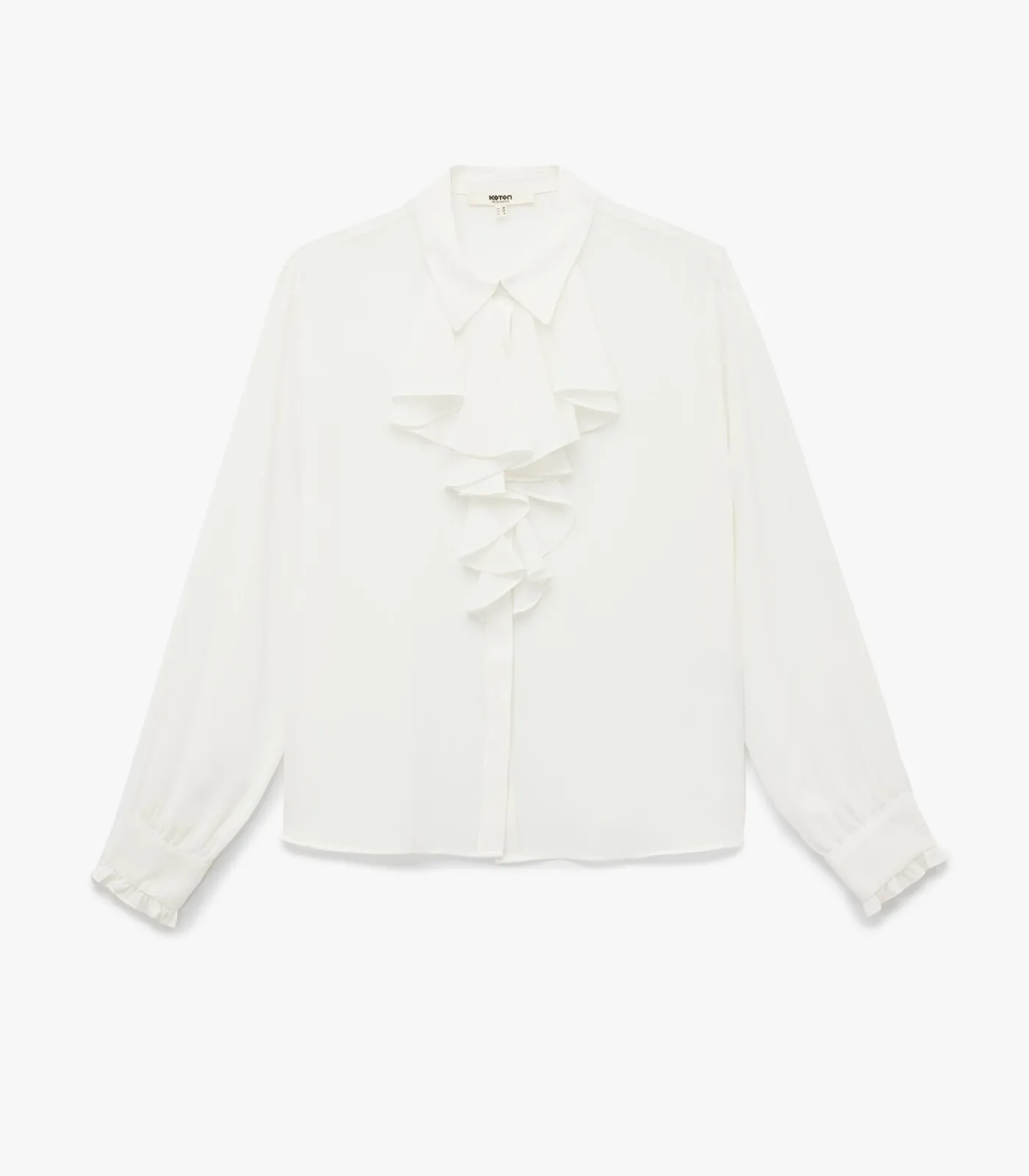 Koton Blouse Lange Mouwen Volants Kraag white Outlet