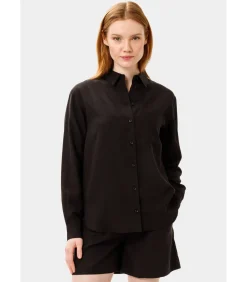 Les Lunes Blouse Met Lange Mouwen “HATTIE Shirt Loose Fit Linen” blackMulticolor Best