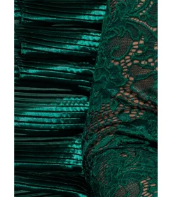 Goddiva Blouse Met Lange Mouwen “One Shoulder Fan Pleat Frill Corset Top” oliveGreen Outlet