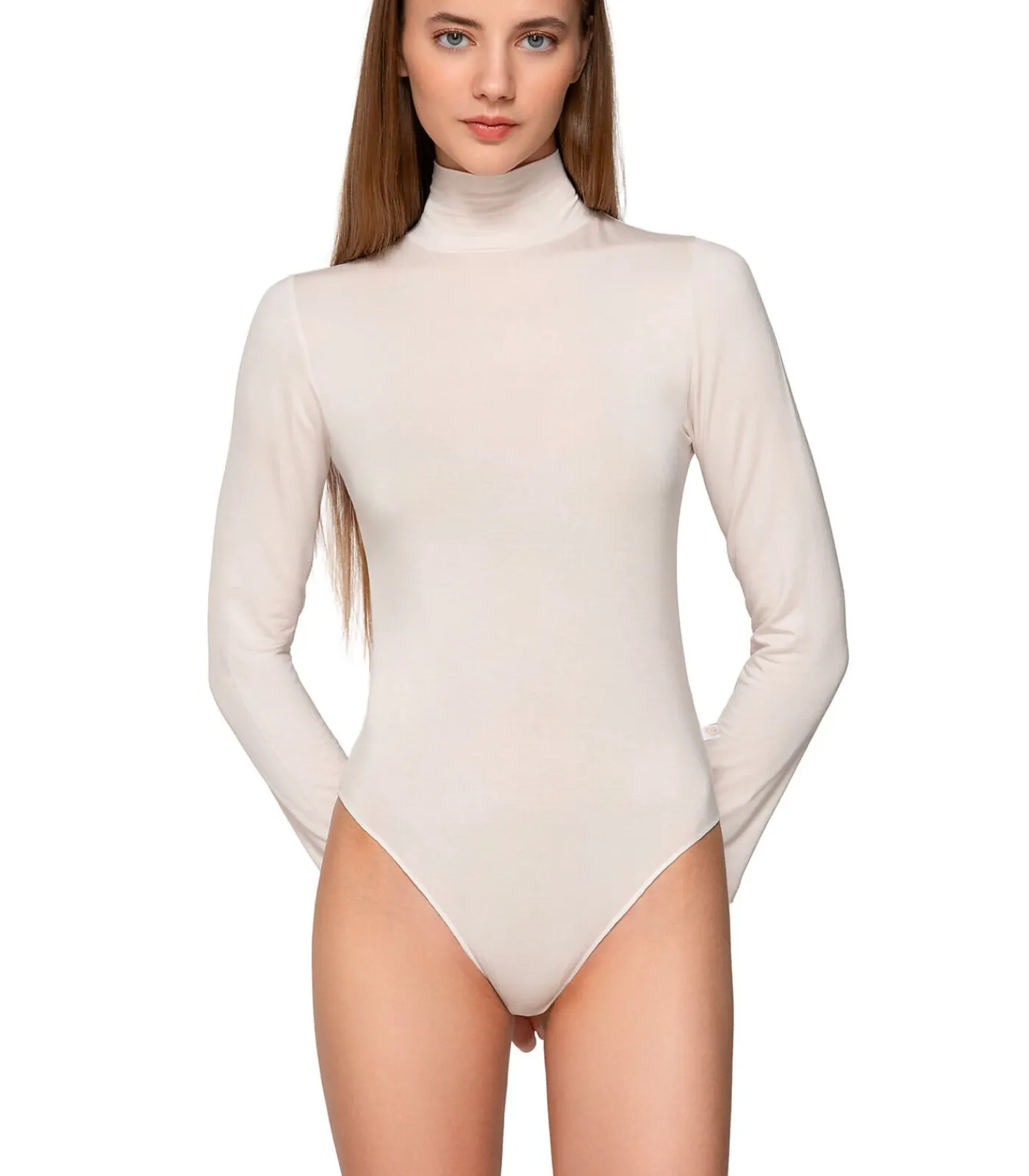 LUNA Body met lange mouwen en opstaande kraag MICRO TOUCH white Clearance