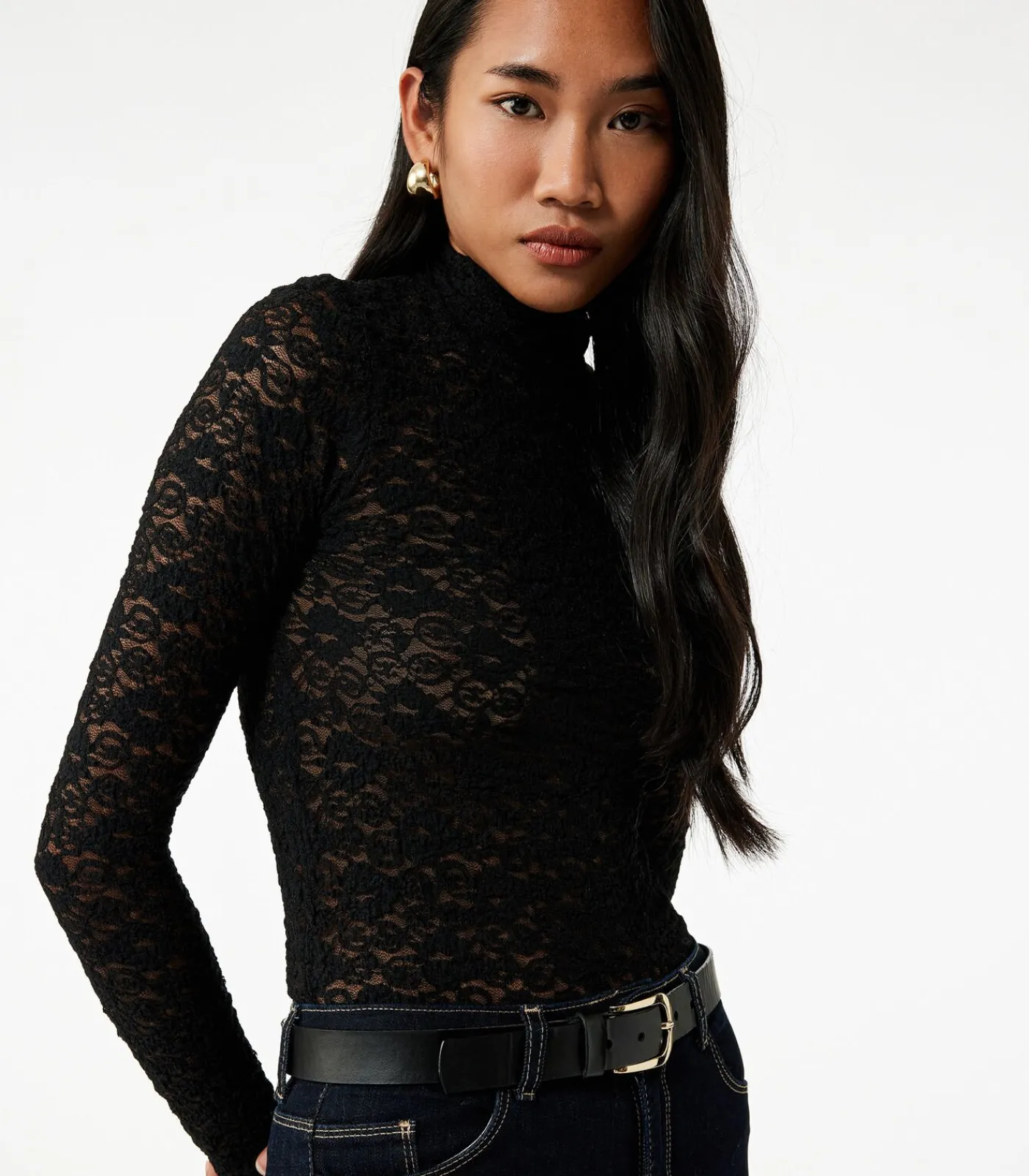 Koton Bordeaux Blouse Lange Mouwen Dikke Kraag Kant black Online
