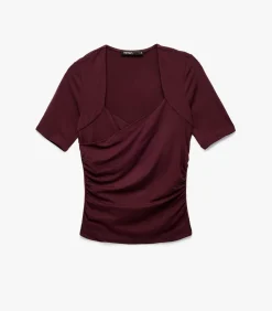 Koton Blouse Slanke Pasvorm Korte Mouwen bordeaux Sale