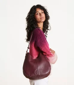 La Fée Maraboutée hobo tas van gegranuleerd leer bordeaux Outlet