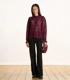 La Fée Maraboutée Bordeaux kanten blouse met volant brown New